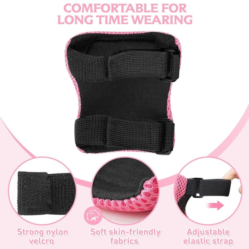 6PCS Youth Protective Gear Set Knee Elbow Wrist Pads, Safety Protector for Skateboard Bicycle Ice Skating Cycling Sport