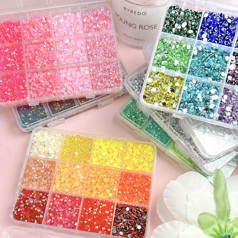1Set 84 Colors 3mm Semi-circular Nail Rhinestone for Bedazzling Kit 3D Colorful Spark Jelly Flatback Resin Diamond Jewelry DIY Book Headphone Case Glasses Nails Supplies