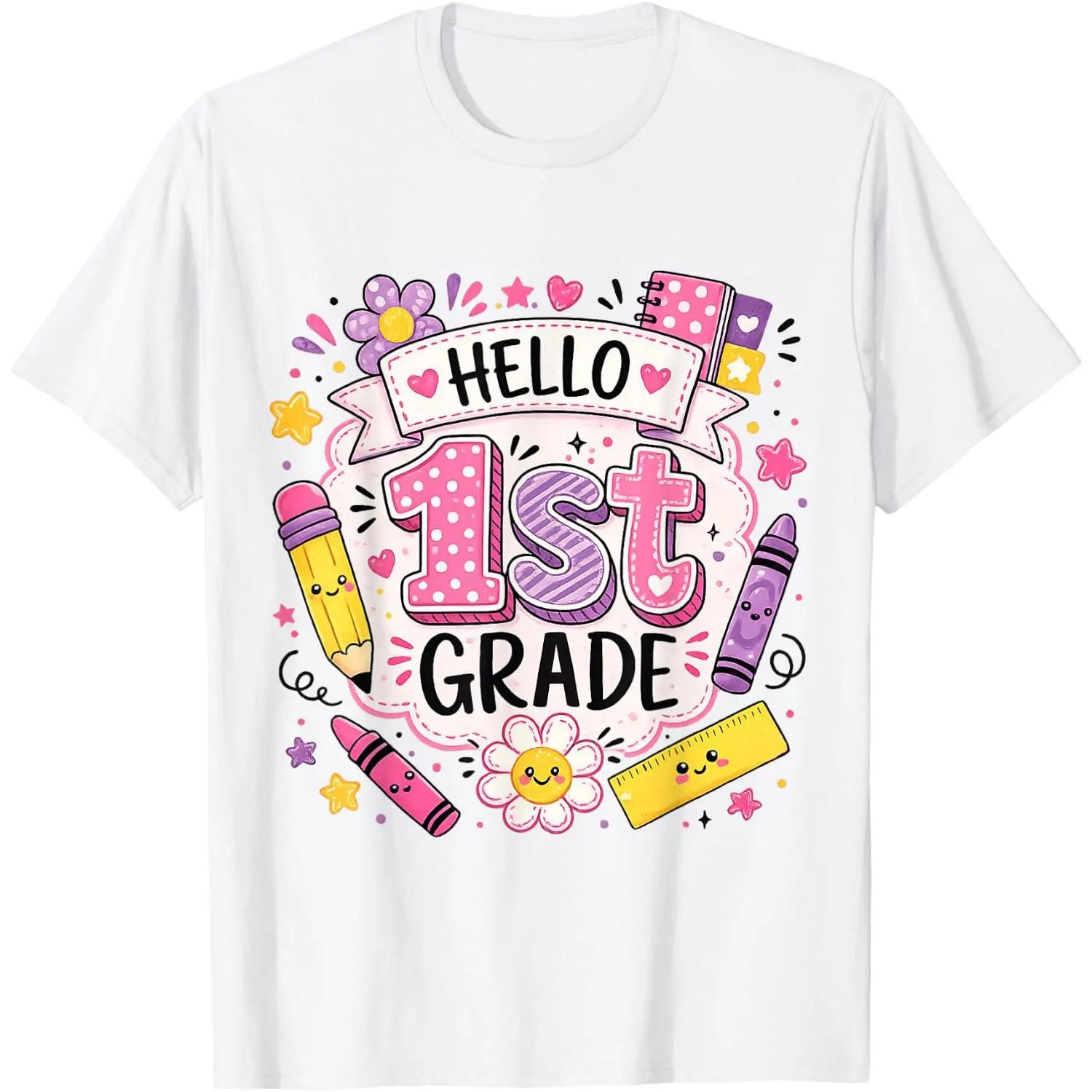 First Grade Girls Back to School Cute First Day Student T-Shirt