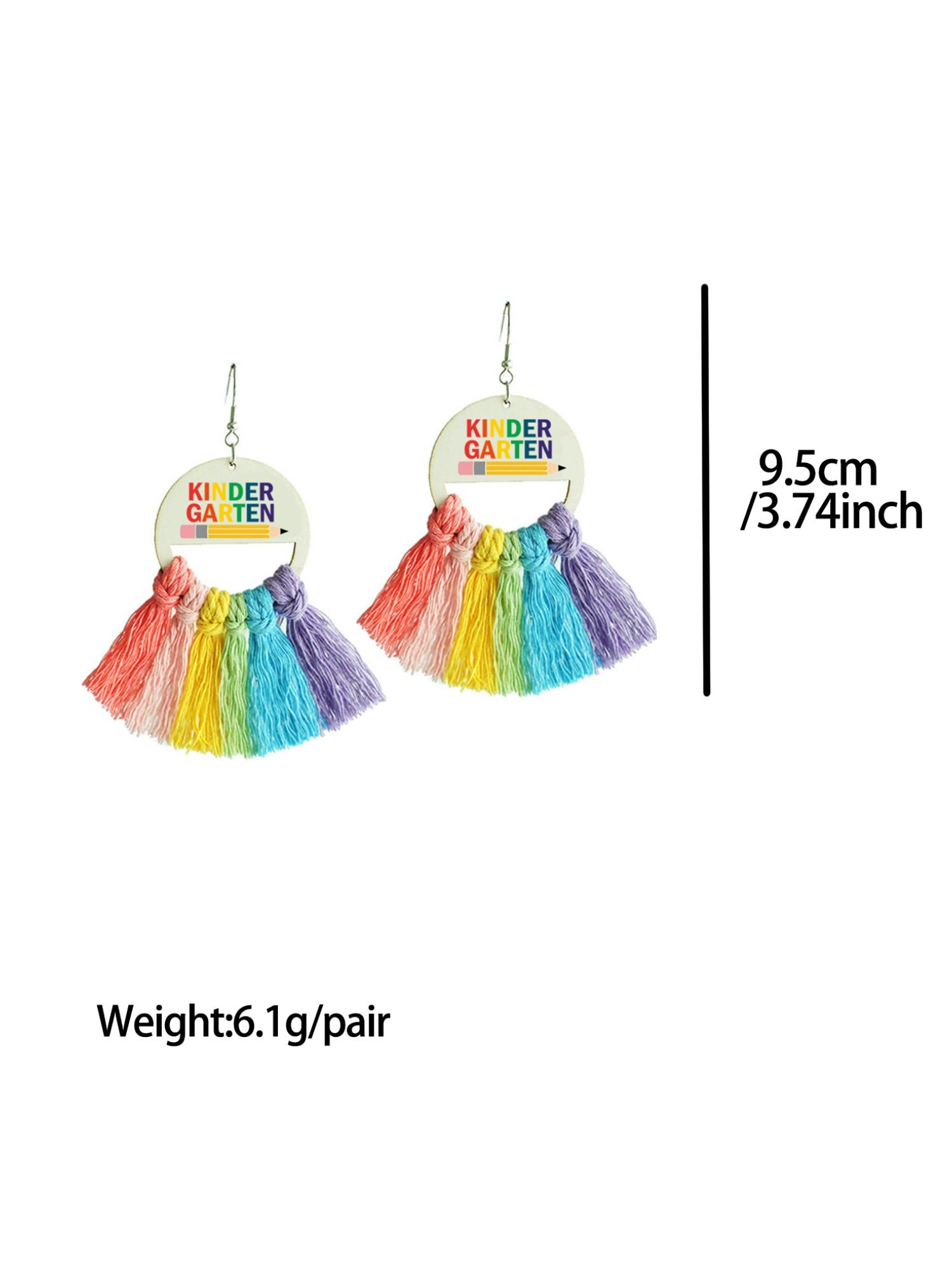 Colorful Braided Drop Earrings, Handmade Tassel Rainbow Jewelry, Perfect Gift for Teachers and Students, Elegant Back-To-School Accessories
