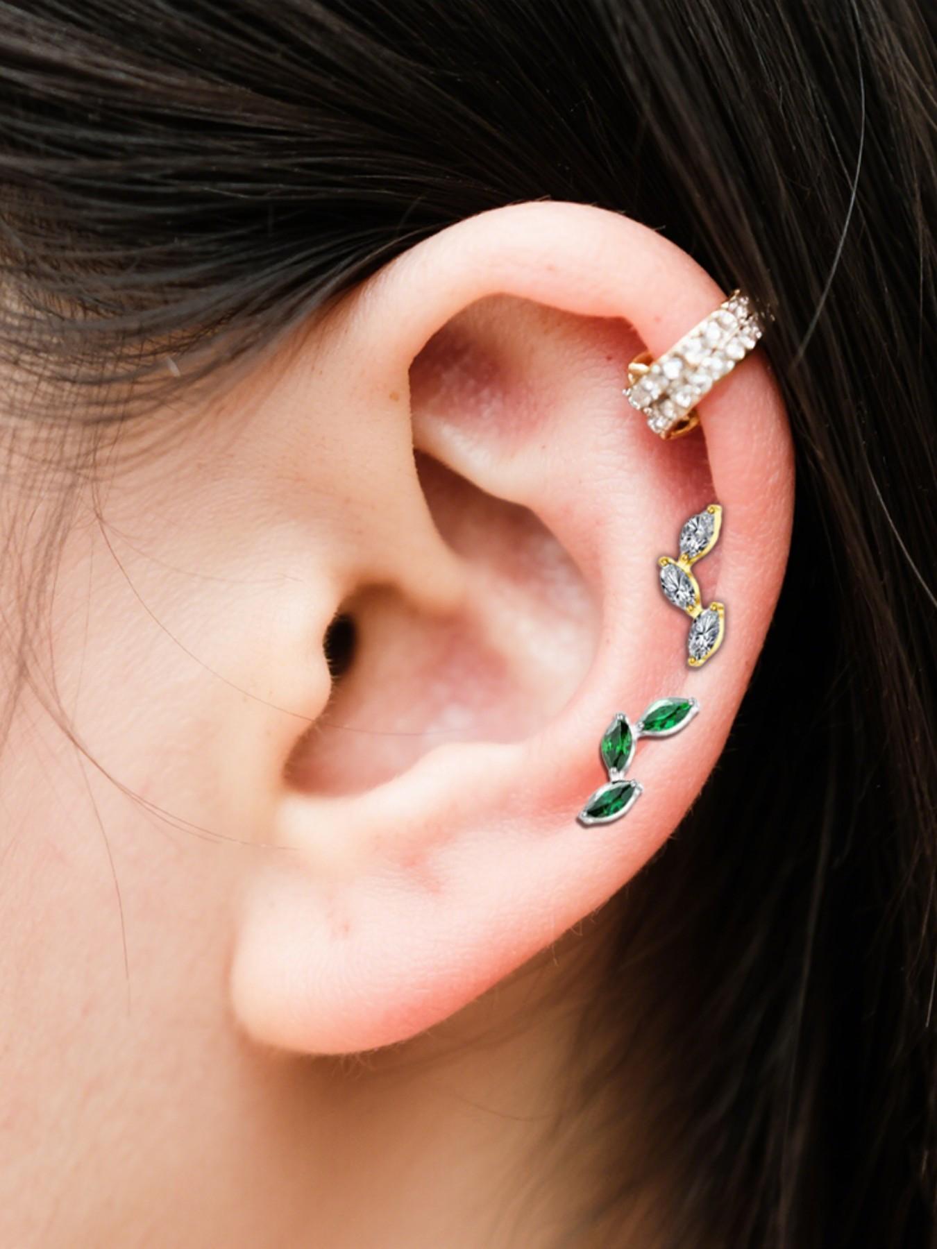 vanku 1pcs G23 Titanium Labret Studs 16G Threadless Push in Lip Piercing CZ Stud Piercing Jewellery for Tragus/Nose/Helix/Conch/Medusa/Lip/Labret - Helix Tragus Cartilage Earring for Women Men