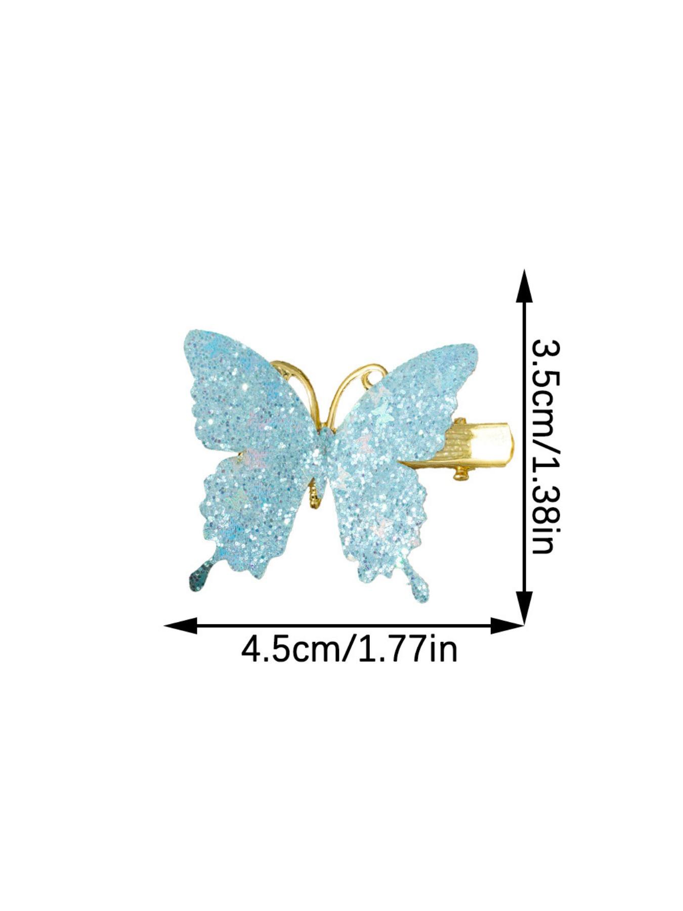 8pcs Mixed Color Glitter Butterfly Hair Clips, Cute Elegant Side Bang Clip, Suitable for Women Outing, Dating, Festival Wear