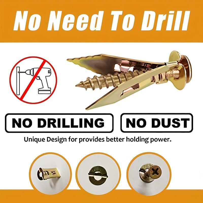 Drywall Anchors with Screws Kit Zinc Plated Steel - Self-Drilling No Drill Required for TV/Shelf Cabinet Manual DIY Handmade Essentials Summer DIY