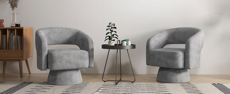 [New Year New Me] Hertford 21.3" Wide swivel chair, modern luxury velvet decorative chair, comfortable round armrests, 360-degree rotating bucket chair, suitable for living room, bedroom office, beige