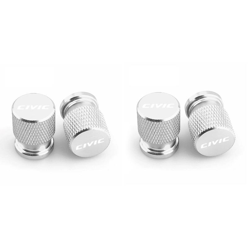 4pcs Aluminum Car Wheel Tire Valve Caps, Waterproof Tyre Rim Stem Covers, for Honda Civic Accord, Jazz, Pilot, Crv, Odyssey, Passport, City, Huttler, Hrv, Vezel