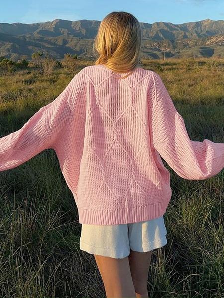 Women's Oversized Cable Knit Solid Color Long Sleeve Sweater Crew Neck Chunky Warm Thick Autumn Winter Cute Pullover Sweater for Casual Daily Wear, Fall Outfit for Women, Winter Sweater for Women, Women Winter Lightweight Knitwear