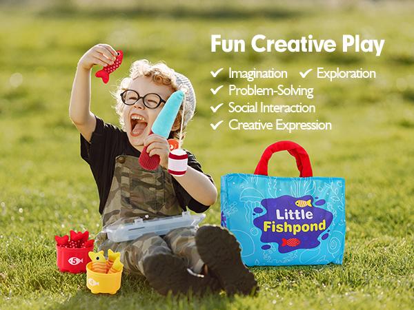 hahaland Toddler Fishing Set Montessori-Inspired Cloth Game with 22 Pcs for 1 Year Old Boys Girls Number Counting Color Sorting Learning Educational Gift 12-18 Months Holiday Christmas Gift - Sensory