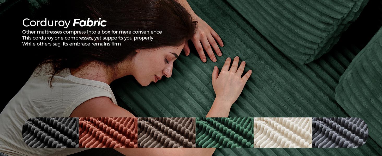 【2 Packages Shipping】104" Modular Sectional Couch with Chaise, L-Shape Oversized Cloud sofa Couch,Corduroy Cloud Velvet Boneless Couch for Living Room, Sofa in A Box, No Assembly Required