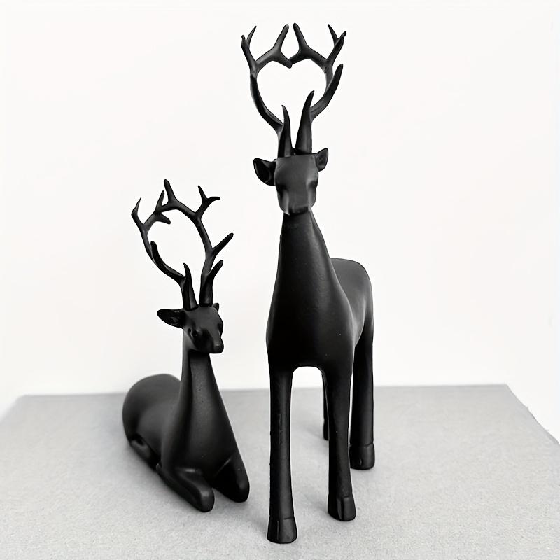 2 Piece Nordic Home Deer Figurines, Collectible Room Decor, Christmas Resin Craftsmanship, Suitable for Entryway, Wine Cabinet, TV Stand, Bedroom, Dining Table Gift