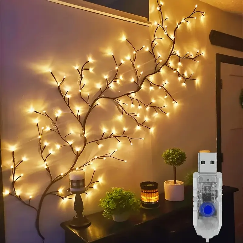 Flexible Willow Vine Light, Led Vine Lights, Birch Tree Lamp 72/96/144 LED, 8 Modes Artificial Plant Decor, Home Living Room Nightlight, Festival Gift