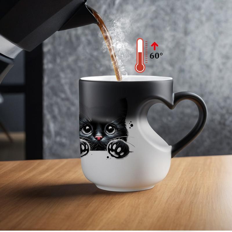 1pc Magic Color-Changing Mug - Thermosensitive Ceramic Cup Changes Color When Hot Drinks Are Added (-Activated), With Cute Black Cat Design, Double-sided print, Hand Wash Only, Reusable Gift for, Tea, Cocoa, 11oz 325ml Funny Mug 1pc Magic Color-Changing Mug - Thermosensitive Ceramic Cup Changes Color When Hot Drinks Are Added (-Activated), With Cute Black Cat Design, Double-sided print, Hand Wash Only, Reusable Gift for, Tea, Cocoa, 11oz 325ml Funny Mug