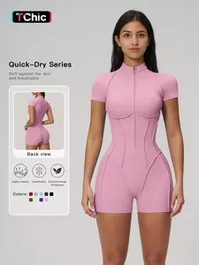 European and American Cross-Border Fitness One-Piece, Stand Collar Zipper, Home Training, Butt Lifting Yoga Suit, Sports Apparel