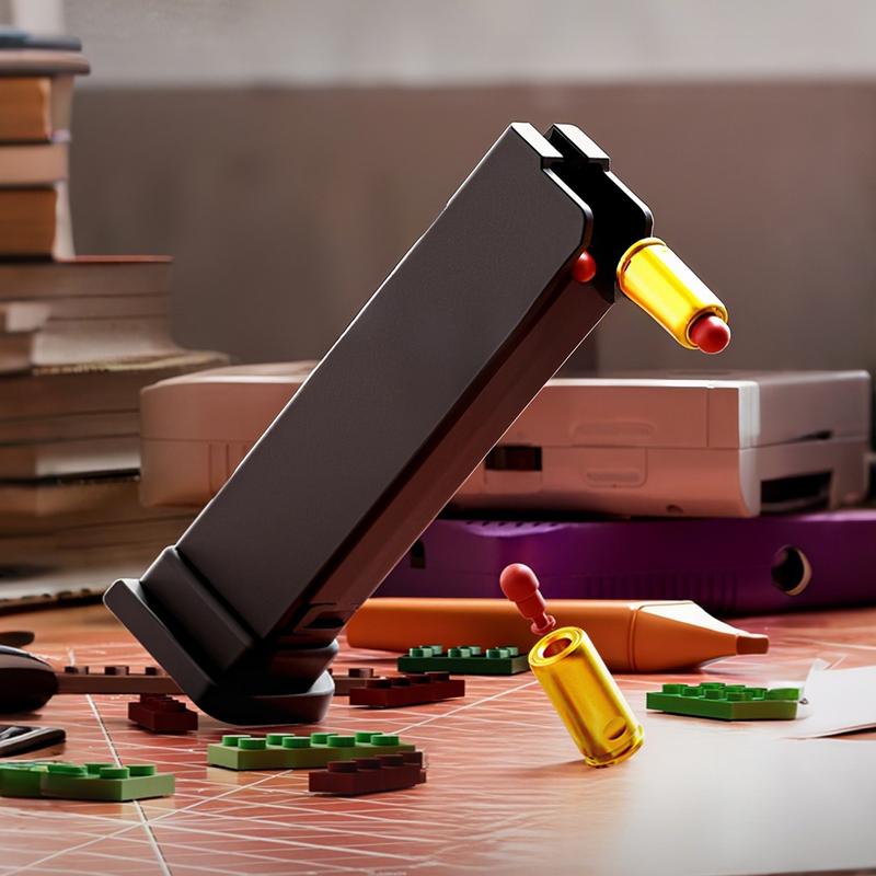 Building Block Toy Gun Blaster, DIY Creative Handgun STEM Model Display Toy, Shoots Bullets, Birthday Gift for Kids Ages 6+