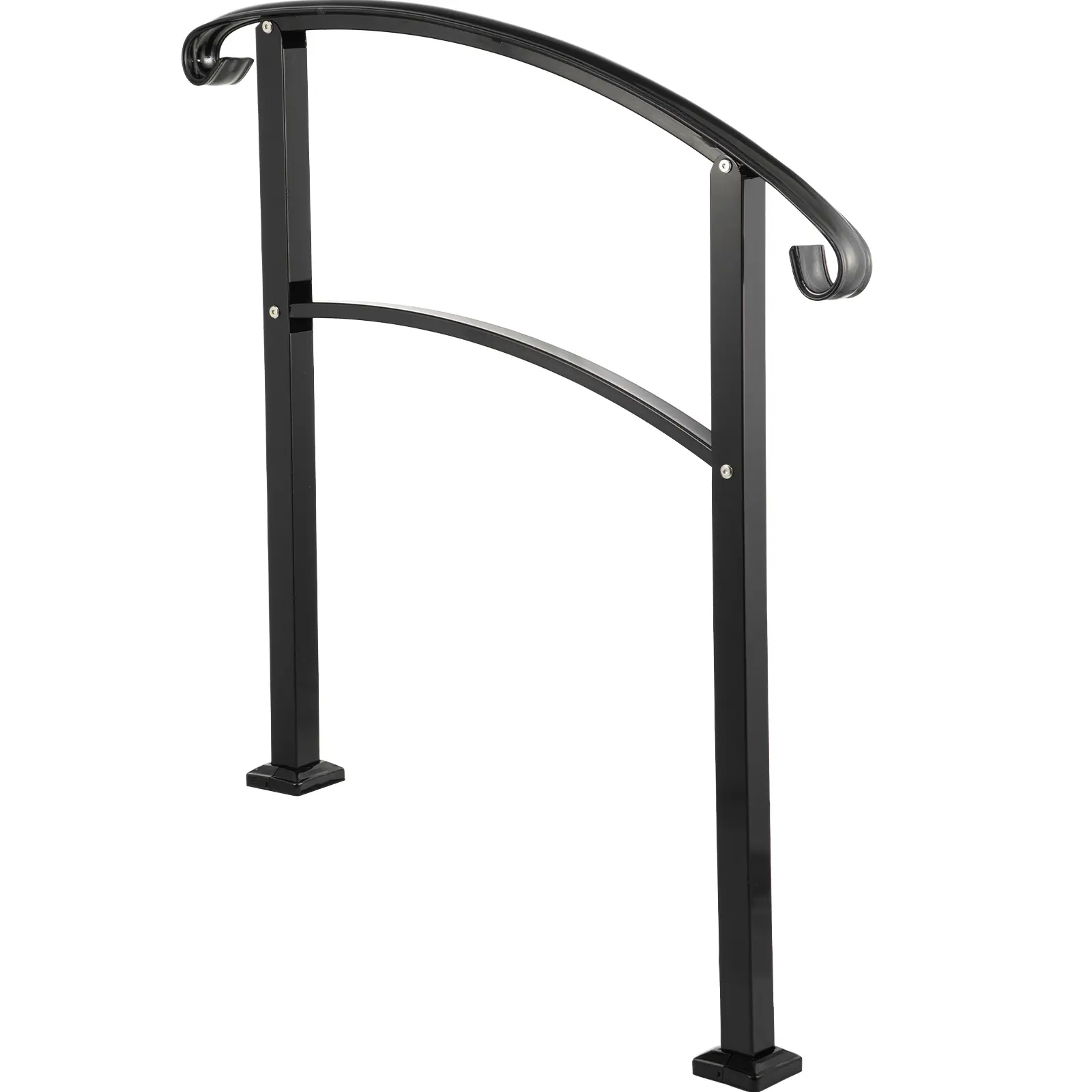 3-Step Transitional Handrail Fits 1 or 3 Steps Matte Stair Rail Wrought Iron Handrail with Installation Kit Hand Rails for Outdoor Steps (Unadjustable)