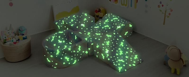 Lamerge Themed Modular Crawling Play Blocks for Kids Ages 3+, Glow in the Dark Soft Foam Activity Set, Indoor Climbing Toy for Playroom or Bedroom excellent gift for Christmas and New Year