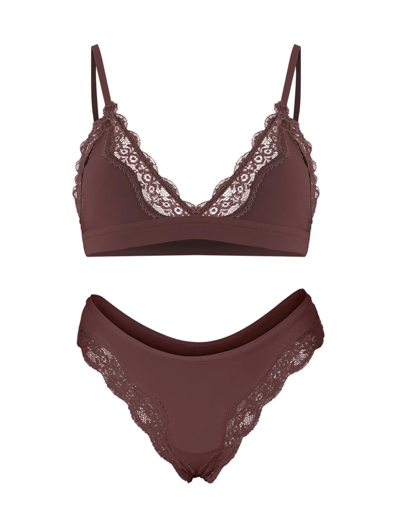 Women's Soft Lace Series Bra and Panty Set, Strapless Seamless Quick-Dry Lingerie, Breathable Casual Underwear, Slim-Fit All Seasons, Underwear Sets