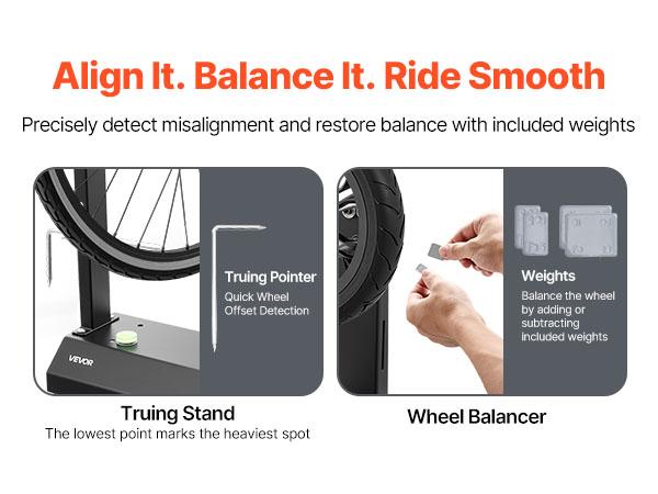 VEVOR Motorcycle Wheel Balancer, 88.2 lbs Capacity, Tire Balancer Truing Stand with Adjustable Centering Cones and Truing Pointer, Balancing Tools for Most Motorcycles Bicycles, 32-Inch Wheel Dia