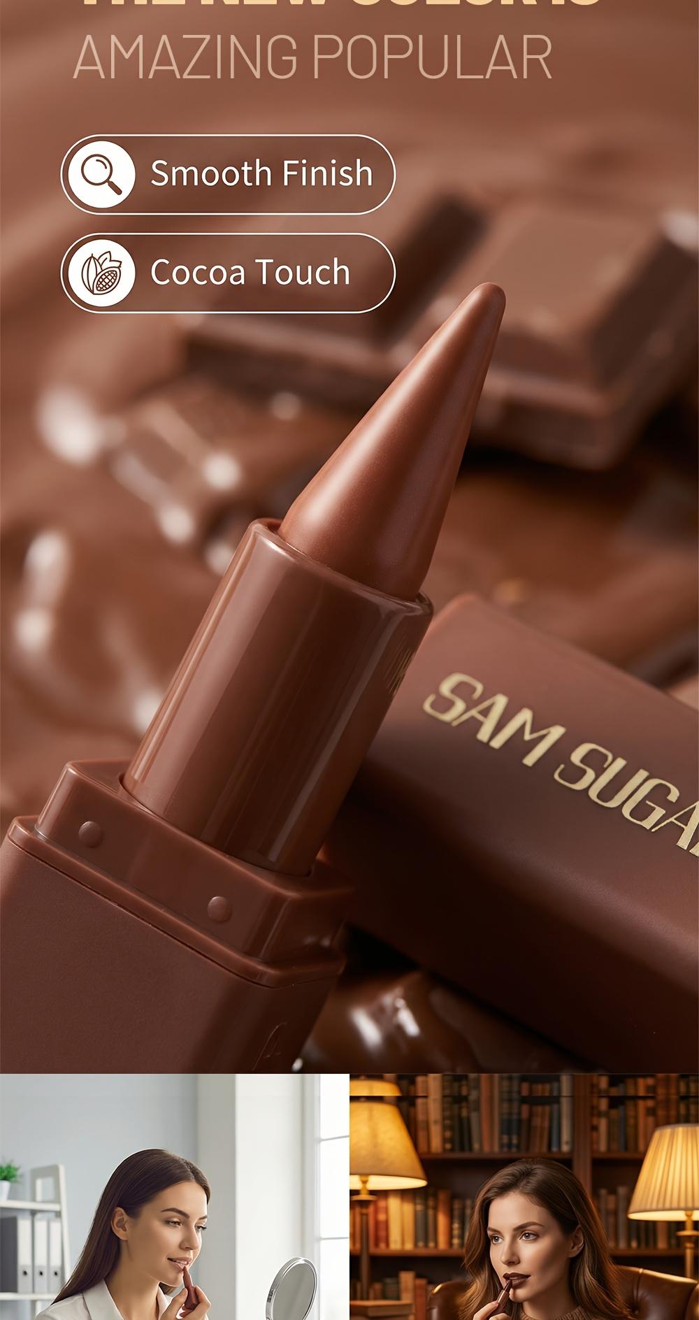 1pc SAM SUGAR Chocolate Matte Lipstick, 6 Colors Long-Lasting Waterproof Lip Stick, Smooth Velvet Lip Tint for Daily & Party Makeup