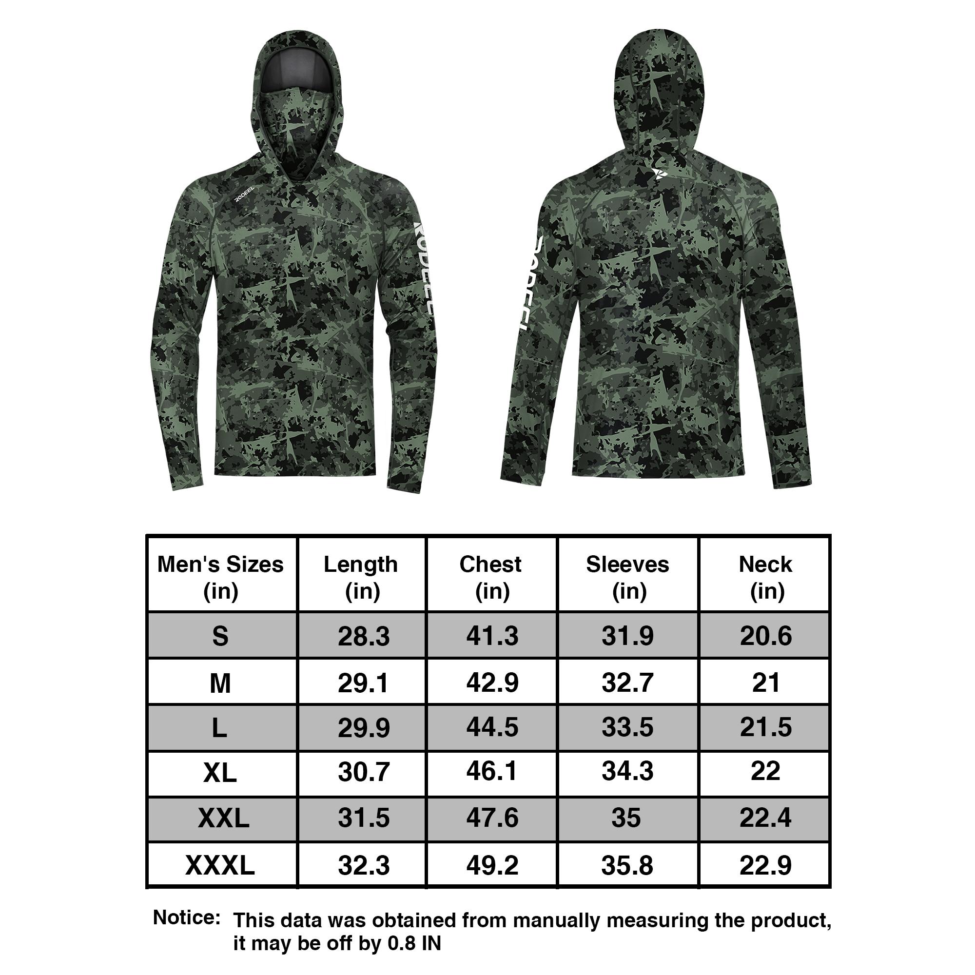 【RODEEL】934 Sun Hoodie Shirts w/ UV Detection Mask Neck Gaiter Thumbhole Men UPF 100+ Sun Protection Long Sleeve Lightweight Quick Dry Moisture Wicking Breathable Cooling Athletic Activewear for Outdoor Sports Fishing Construction Roofing, Holiday Gift