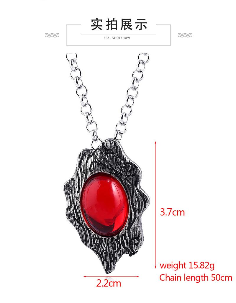Trendy DMC Devil MayCry 5 Dante Pendant Costume Jewelry Necklace, Red & Blue Gem, Long Rope Chain Jewelry Necklaces, Unisex Cosplay Vintage Fashion Gift
