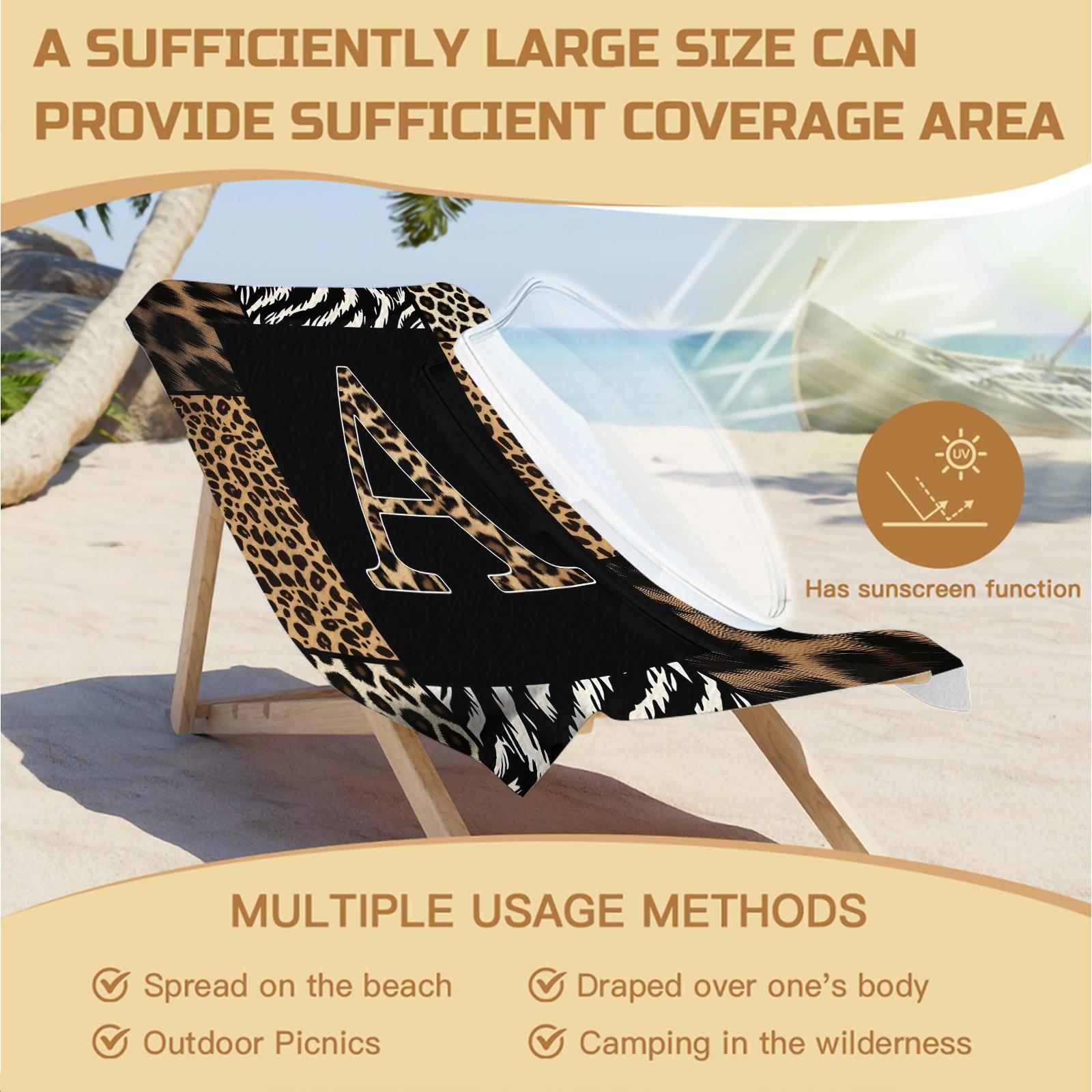 American‑Style Leopard‑Print Quick‑Dry “A‑Z” Beach Towel—Lightweight, Portable, and Space‑Saving. Perfect as a Pool Towel, Camping Towel, or Everyday Bath Towel, It’s an Essential Item for Beach Trips and Makes a Great Gift or Personal Purchase