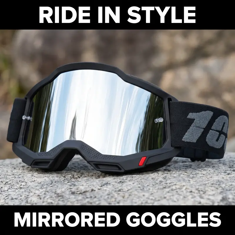 100 Motorcycle Glasses for Men, Motocross Goggles, Off Road Goggles, Protective Gear, Helmet Mx Moto, Dirt Bike Atv Ski, Outdoor Sports Glass, Outdoor Riding Goggles, Scooter Googles, Cycling Mask, Motobike Riders Gear