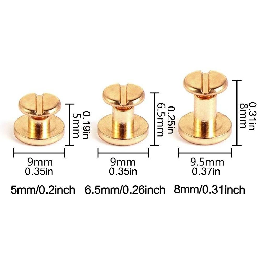 10/20 pcs Solid Brass Binding Screw Rivet Set for Leather Crafting, DIY Wallet Album Repair, Heavy Duty Metal Fasteners, Desk Calendar Menu Fixing, Industrial Hardware Kit with Wear-Resistant Nails