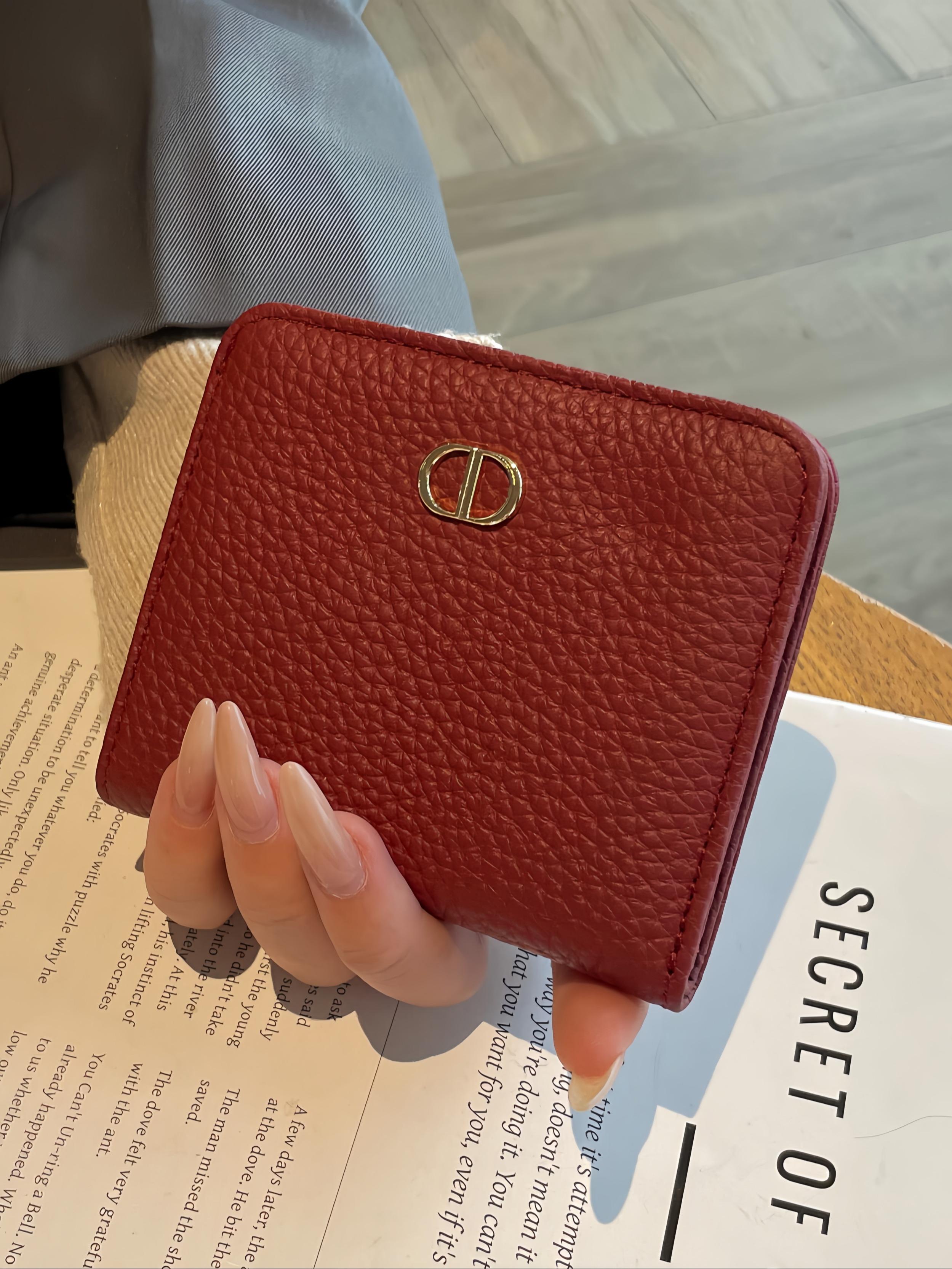 Women's Leather Wallet, Short Design, Genuine Cowhide, Ultra-Thin, Minimalist Style, Multi-Functional Foldable Coin Purse