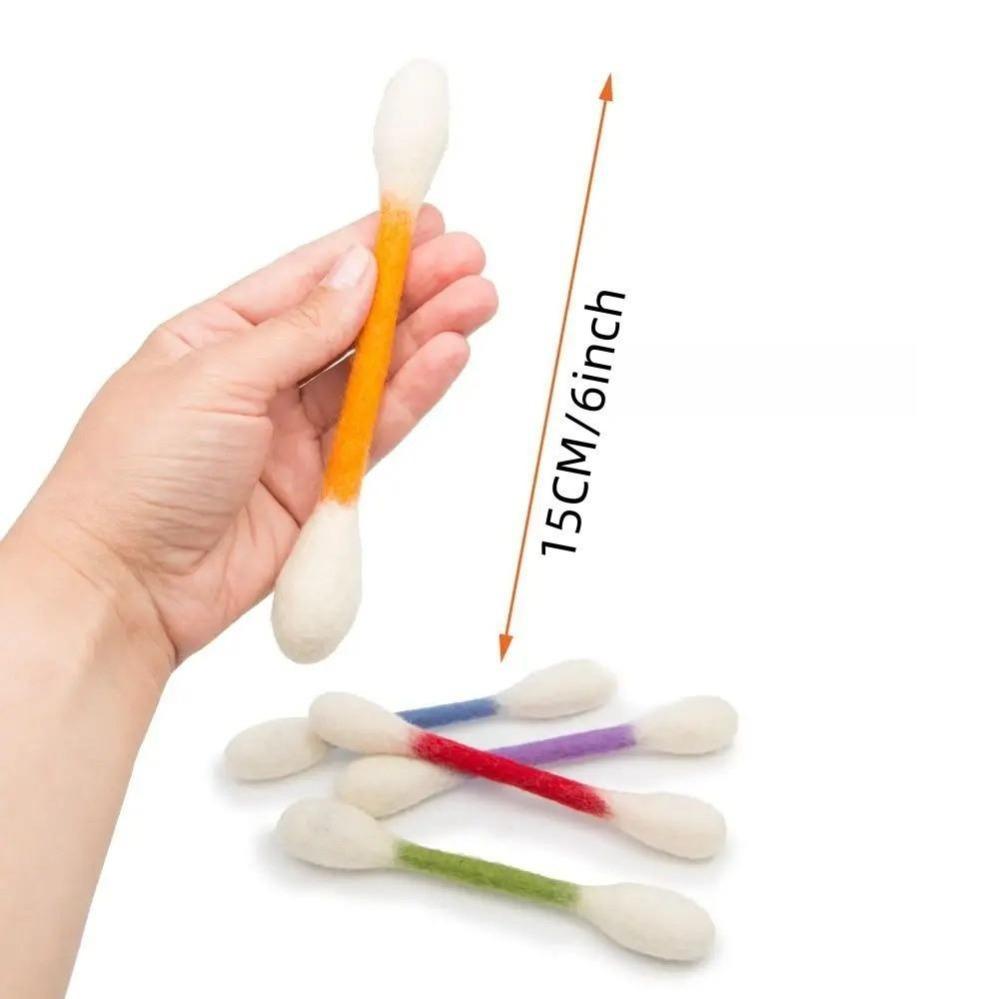 【Summervibes】6 Pack Giant Q-tip Shaped Cat Toys, Soft Felt Cotton Swab Teething Sticks, Durable Interactive Indoor Kitten Chew Toys, Anxiety Relief Boredom Relief Pet Accessories, Dental Cleaning Play Gifts for Daily Cat Entertainment