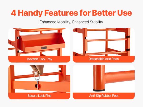 VEVOR Wire Spool Rack, 11 Rods, Multi-Spool Wire Rack Dispenser, Cable Caddy with Wheels, Cable Holder with Storage Tray for Wiring Storage, for Electrical, Industrial Retail Use, Working Efficiency