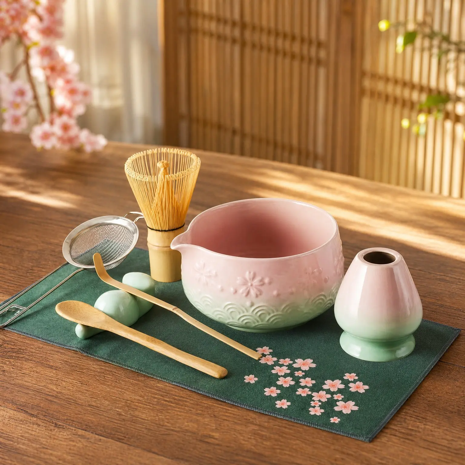 Matcha Whisk Set 9pcs – Matcha Tea Set with Ceramic Matcha Bowl, Bamboo Whisk (Chasen), Scoop, Sifter | Matcha Kit for Japanese Tea Ceremony & Beginners(Gradient)