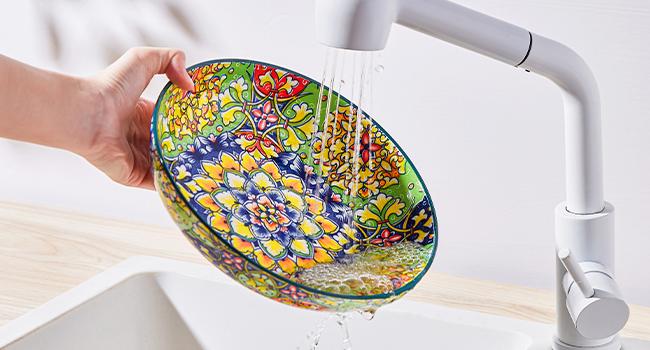 vancasso Pasta Bowls, Ceramic Salad Bowls, Soup Bowls, Pasta Plates, Bohemian Decorative Bowls for Salad, Fruit, Pasta and Dinner, Serving Dishes Set for Party, Dishwasher & Microwave Safe Tableware