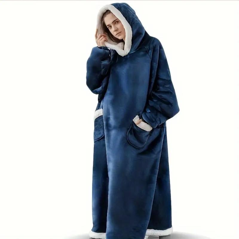 Large Christmas Gift Flannel Blanket Hoodie, Soft Warm Comfortable One-Piece Design, Ideal for Adults and Teens, Winter Home Wear, Cozy Hooded Blanket