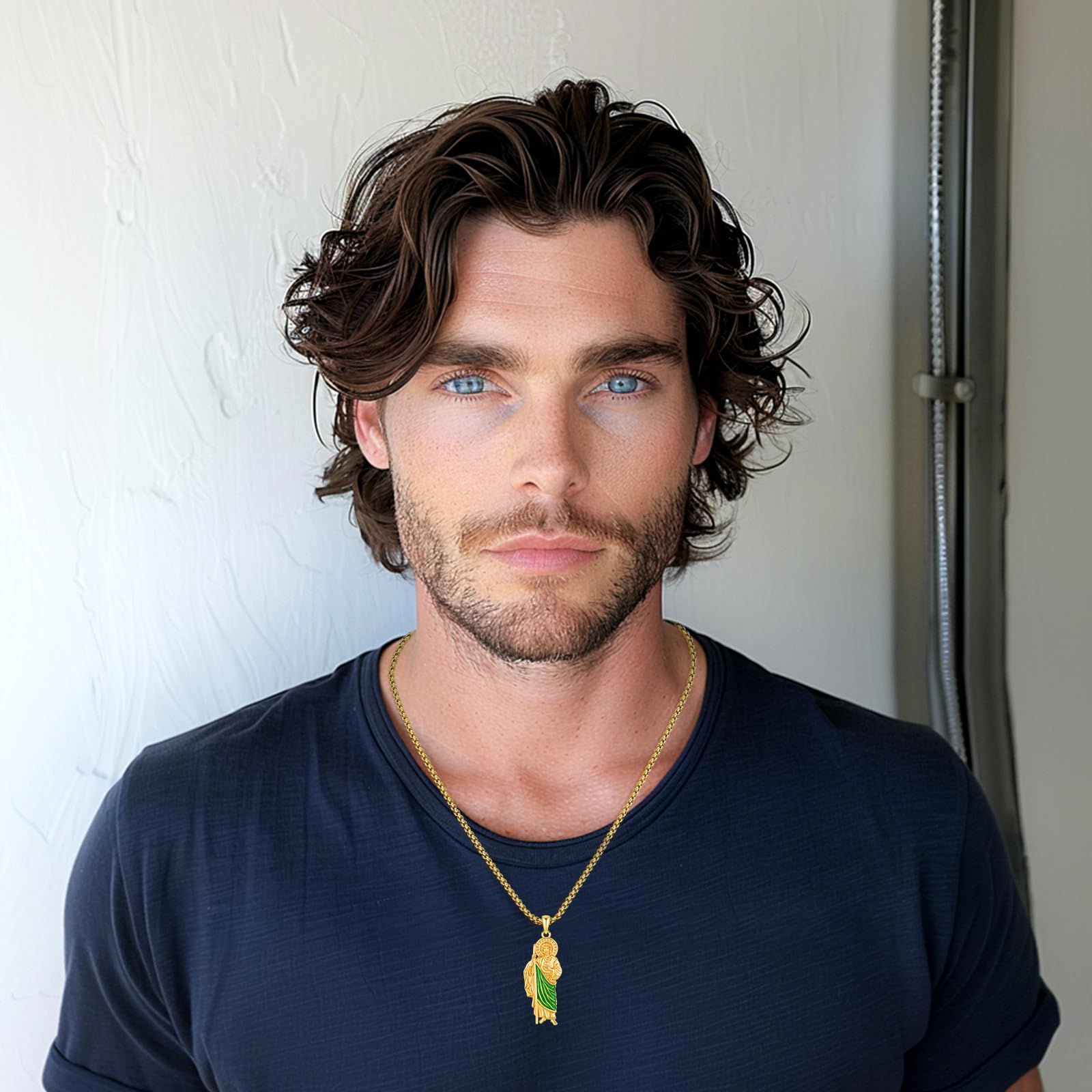 Thanches 925 Sterling Silver San Judas Necklace St. Jude Medal for Men Women Religious Hope Protection comfort Pendant Jewelry Gift