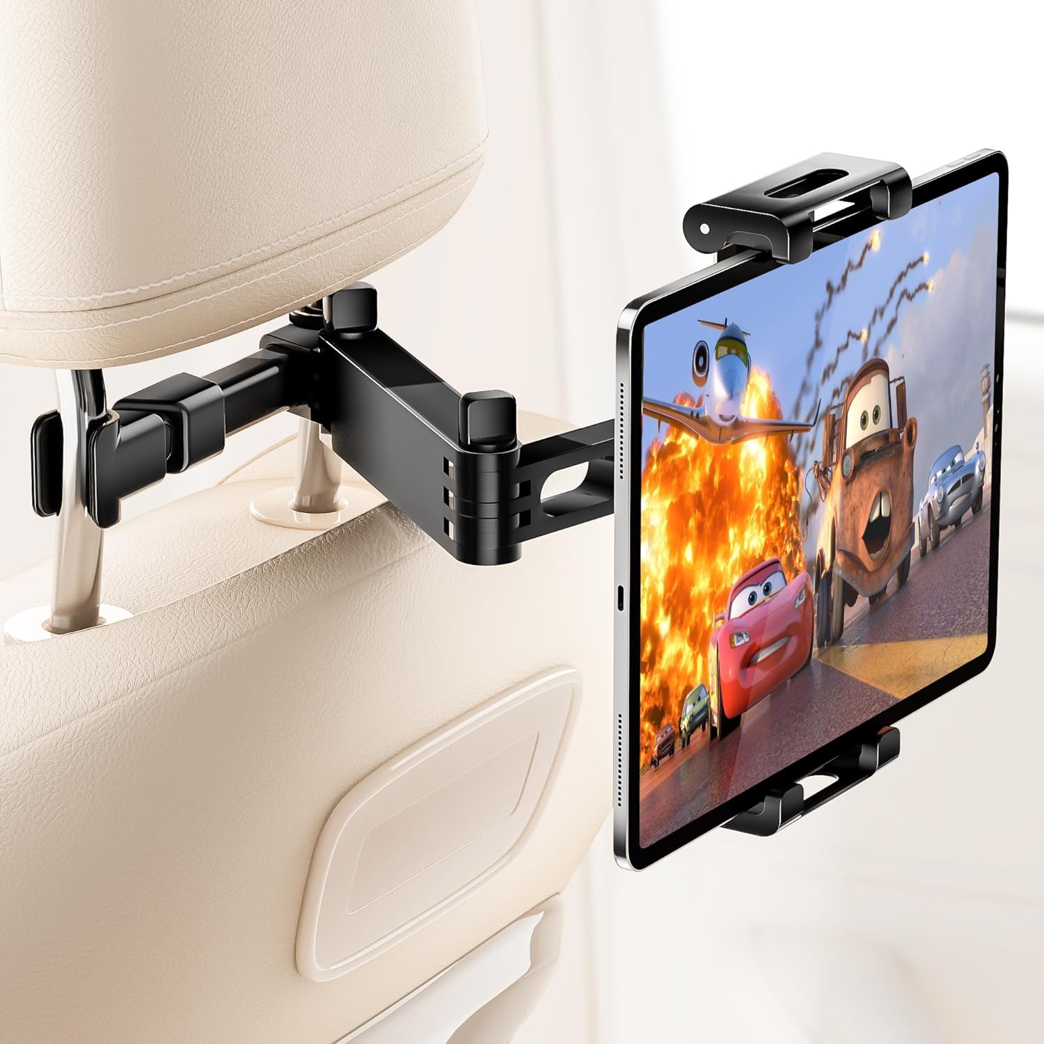 Car Headrest Phone and Tablet Holder with 360° Rotating Extension Arm, Fits 4.7–11‑inch iPad and iPhone, Travel Must-Have for Kids, Secure Holder Smartphone, Car Phone Mount, Car Phone Holders