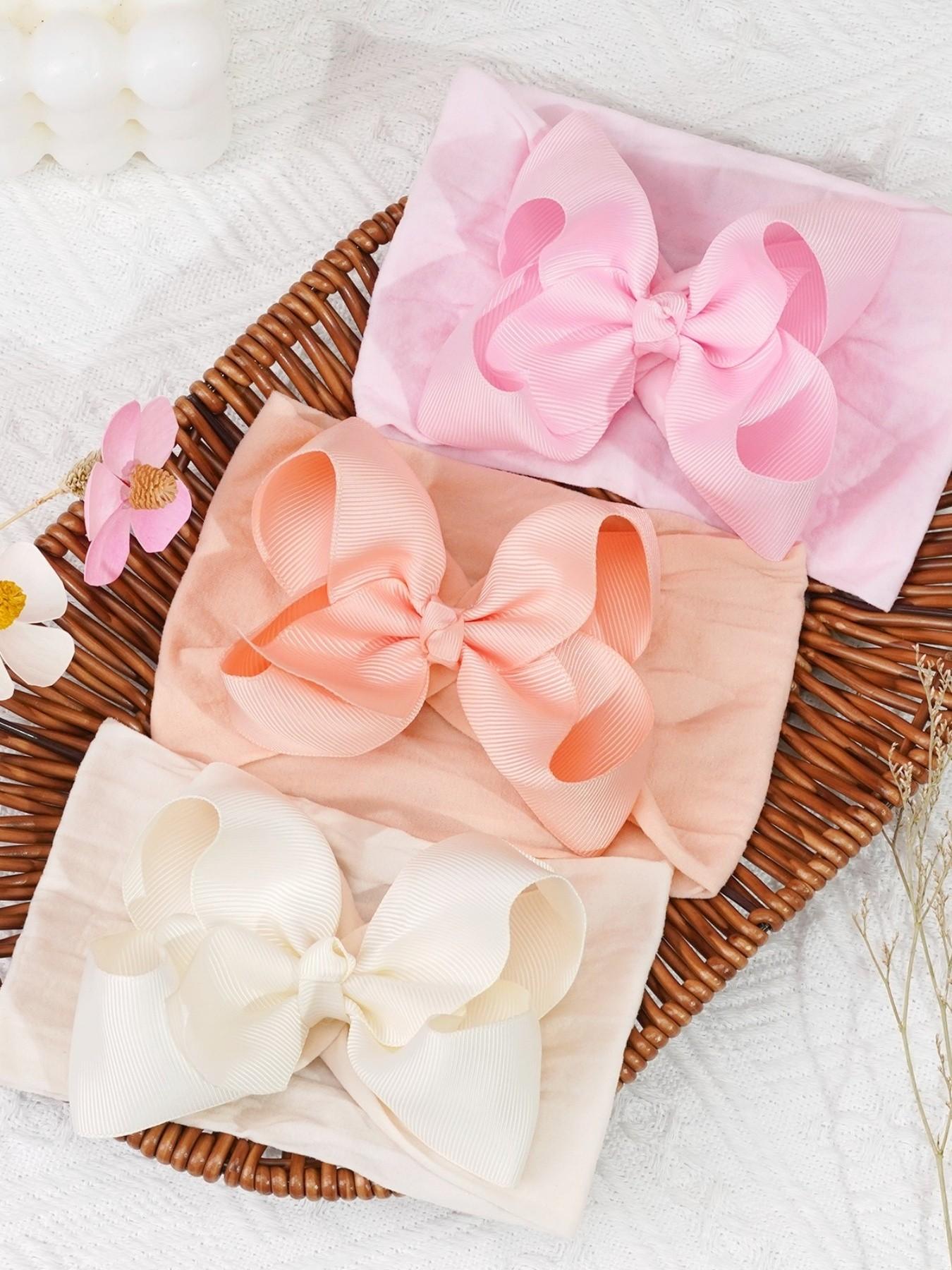 20 bow hairbands, bow headbands, high elasticity soft hair accessories, cute large bow girl headbands, multi-color elastic hairbands, specially for little girls, elastic hair accessories, specially for bath and face washing