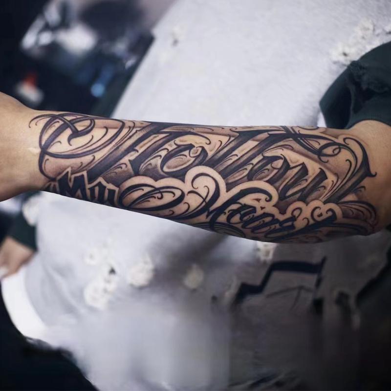 6 Sheets Large Temporary Tattoos for Men Fake Tattoos with 1 Mexican Style Font Element & 5 Random Styles Lasting 7-15 Days Long Lasting Temporary Tattoo Arm Herbal Tattoo Stickers Tatuajes Temporales Realistic Temporary Tattoos