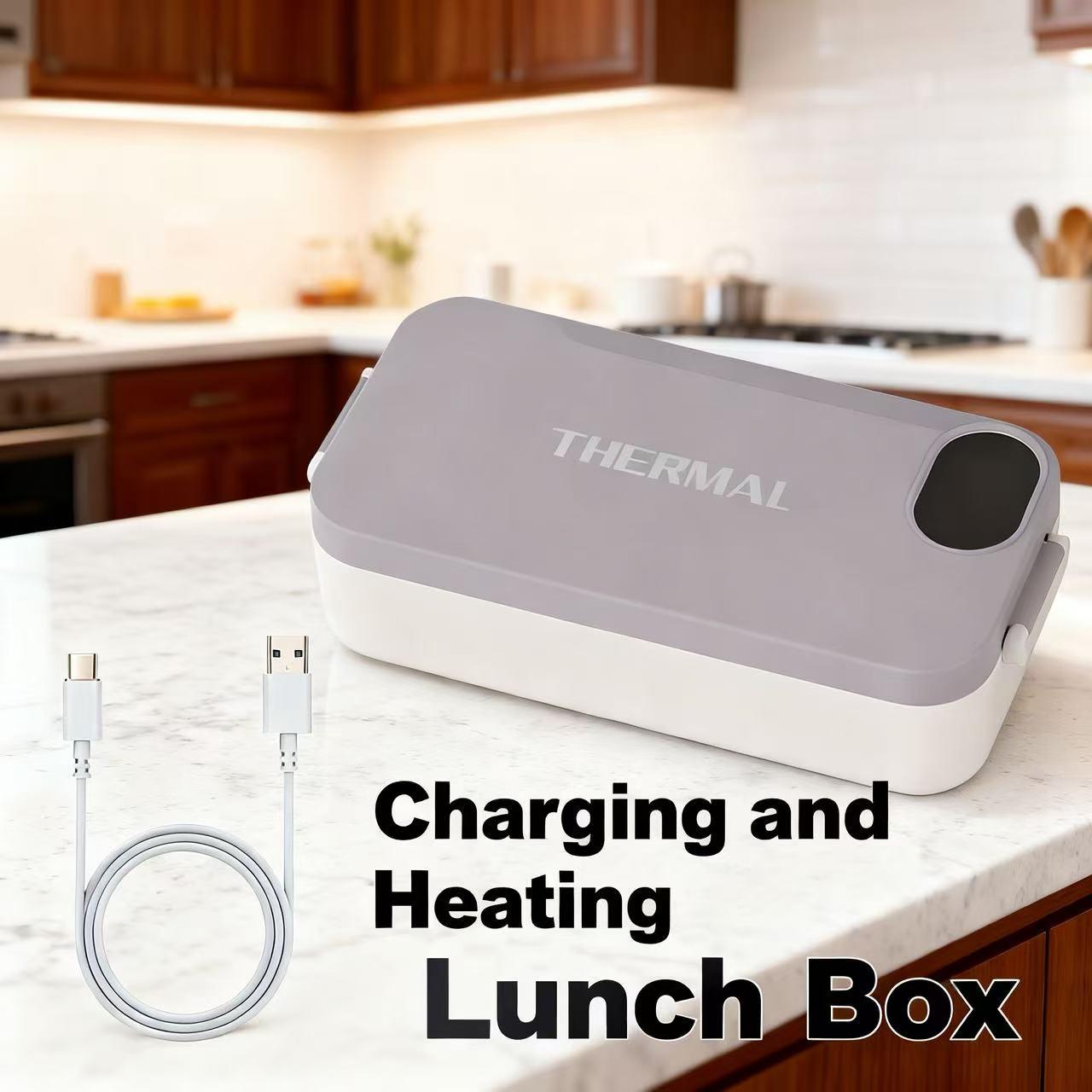 Portable Electric Heating Lunch Box with Smart Display & Constant Temp - 304 Stainless Steel, Rechargeable for Car, Office, Students & Truck Drivers