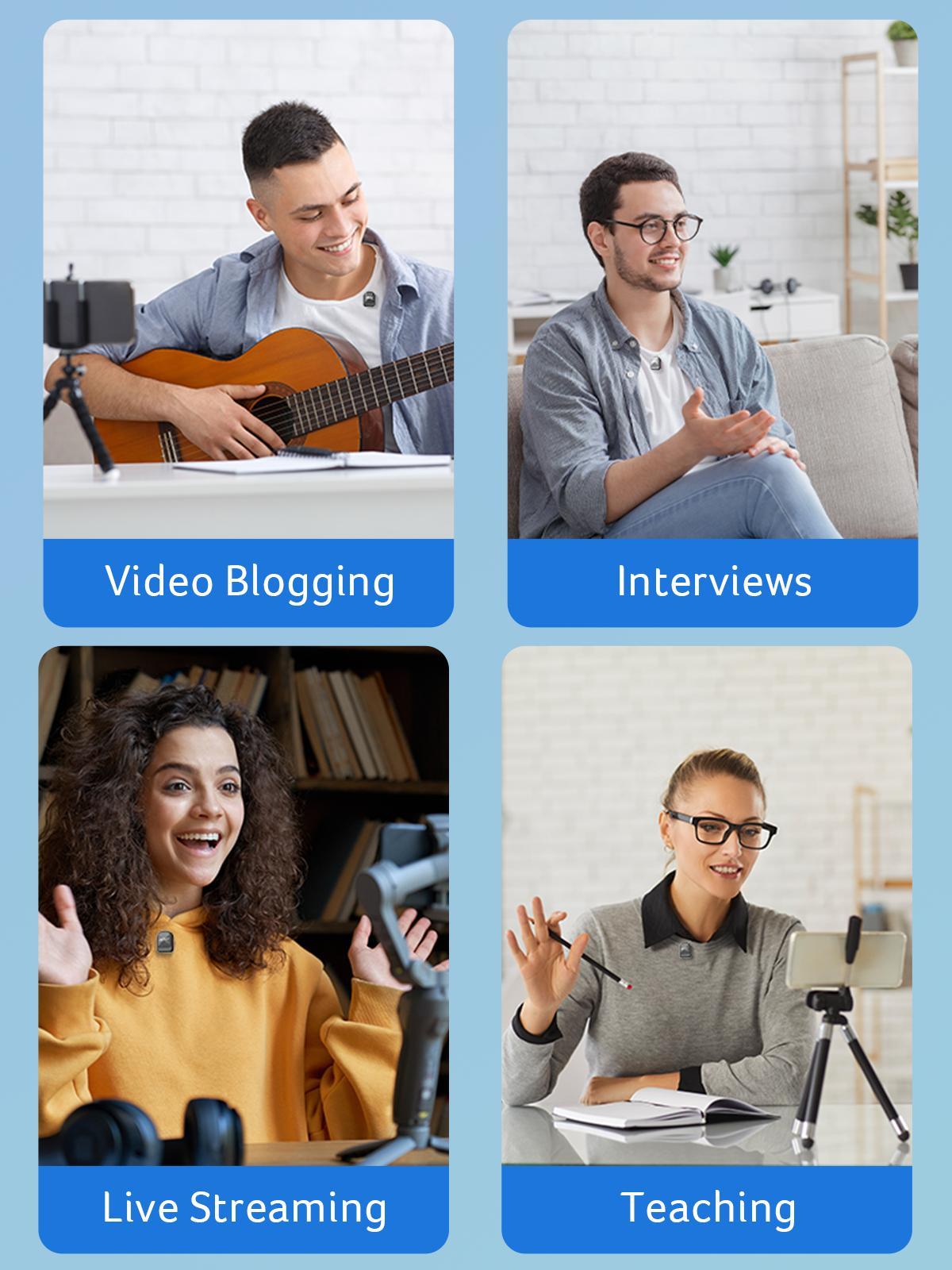 Acer Gadget H01 Wireless Lavalier Microphone for iPhone Android PC Laptop Portable Mini Clip on Mic with Lightning USB C Plug 48KHz 24Bit Noise Cancellation 24H Battery for Video Recording Vlogging Streaming Outdoor - Audio