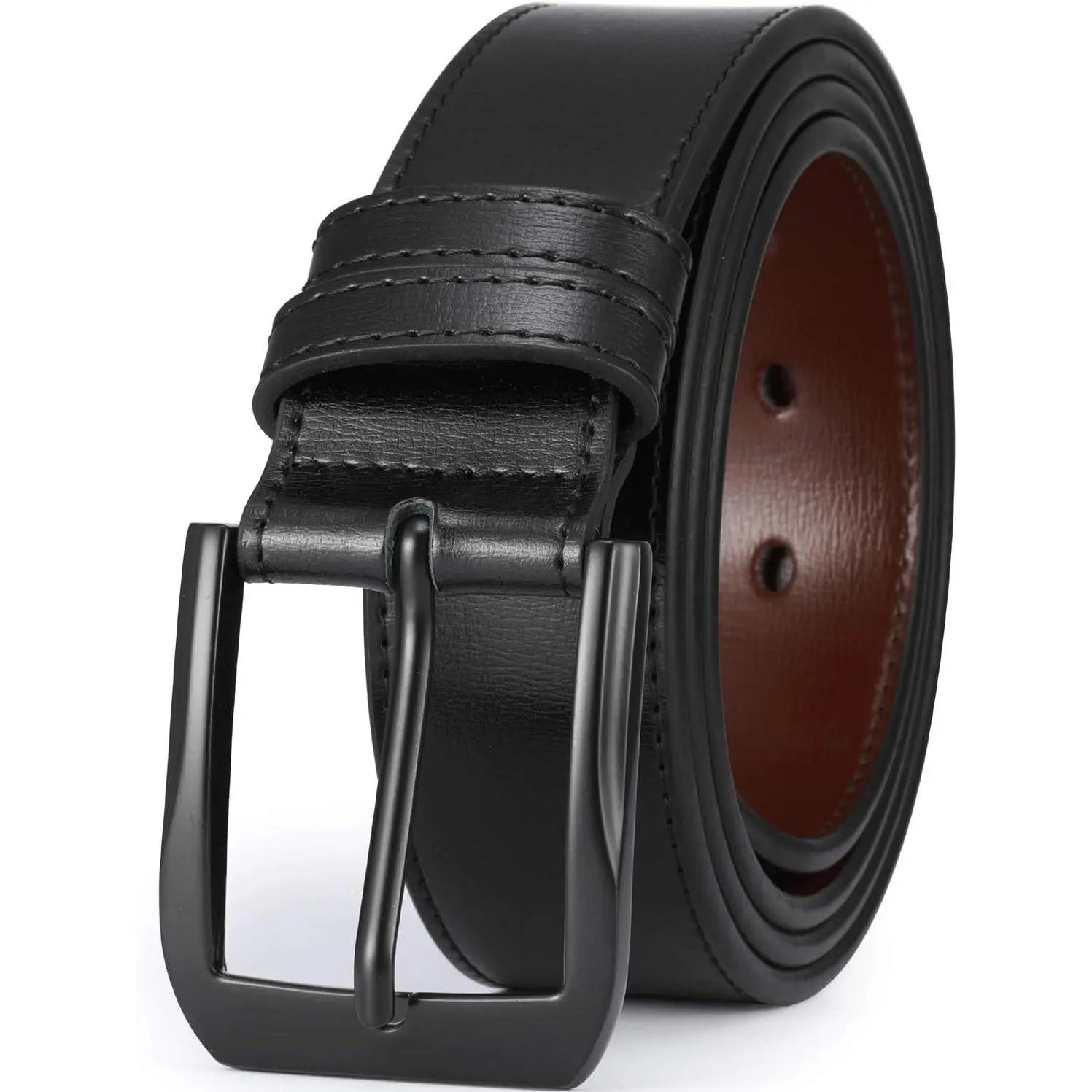 Men's Casual Leather Jeans Belt 1 1/2" Wide 4MM Thick Alloy Prong Buckle Work Dress BeltGift