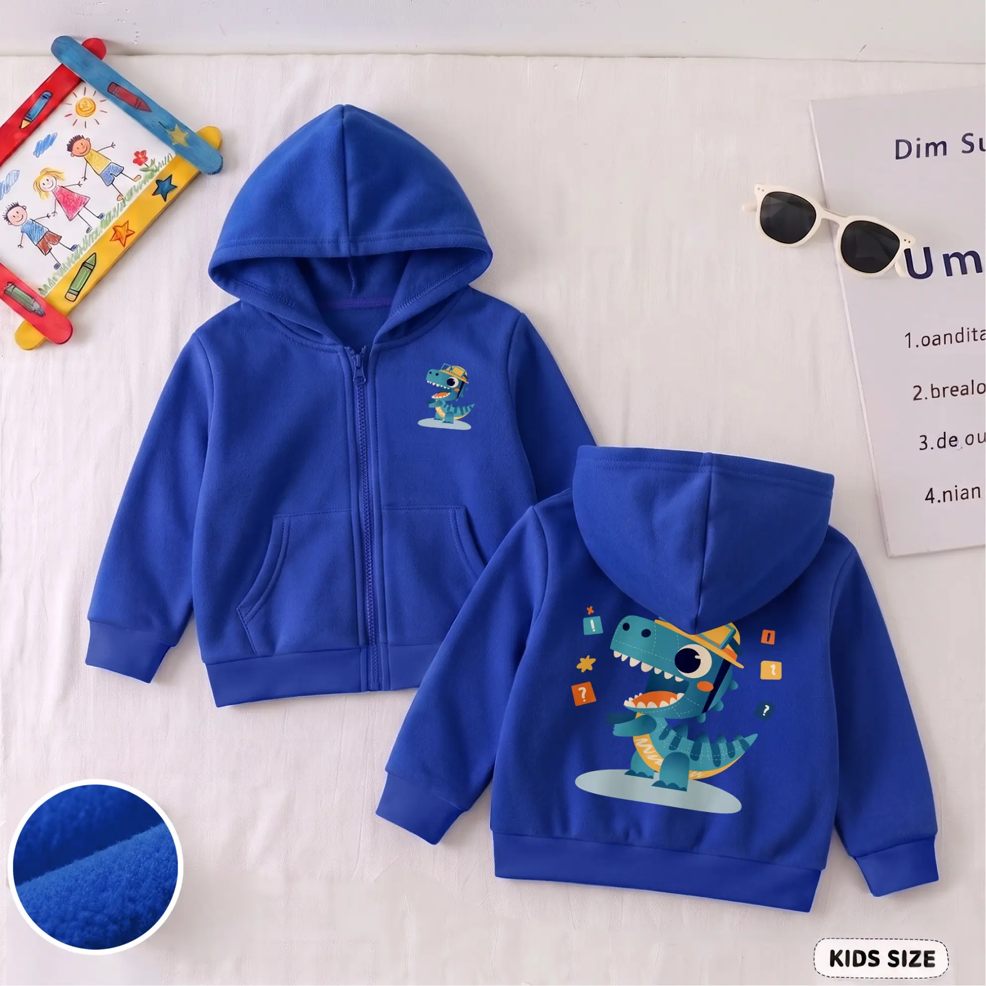 Kids Cute Capybara Graphic Zip Up Hoodie, Cartoon Animal Print Sweatshirt Jacket, Soft Warm Casual Outfit for Fall Winter