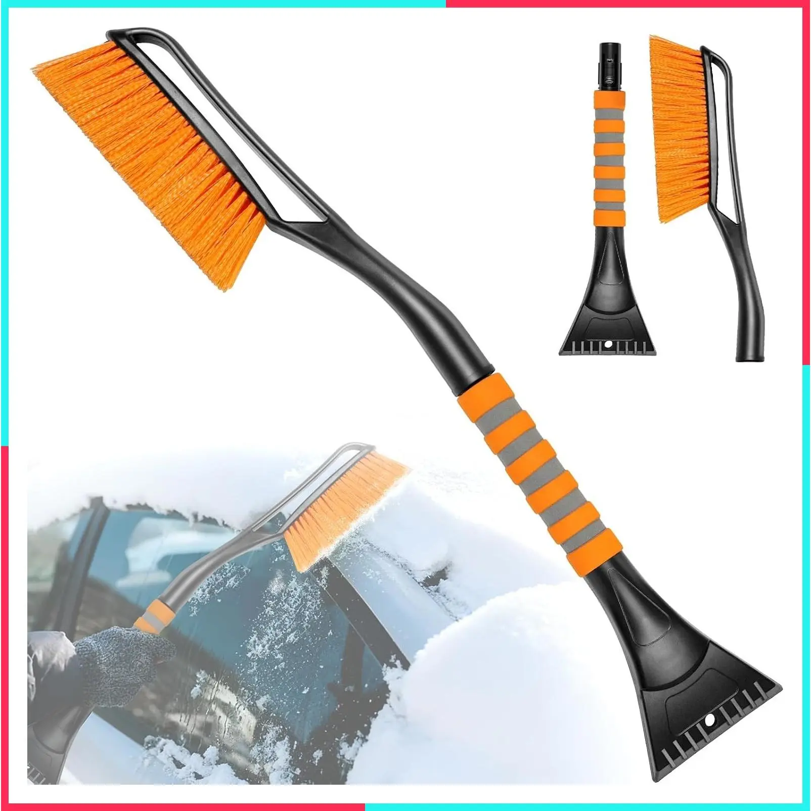 25" Snow Brush and Ice Scrapers for Car Windshield, 2-in-1 Detachable Design with Paint Protection, Extra Long Snow Removal Tool for Cars, Trucks, SUVs - Great for Drivers