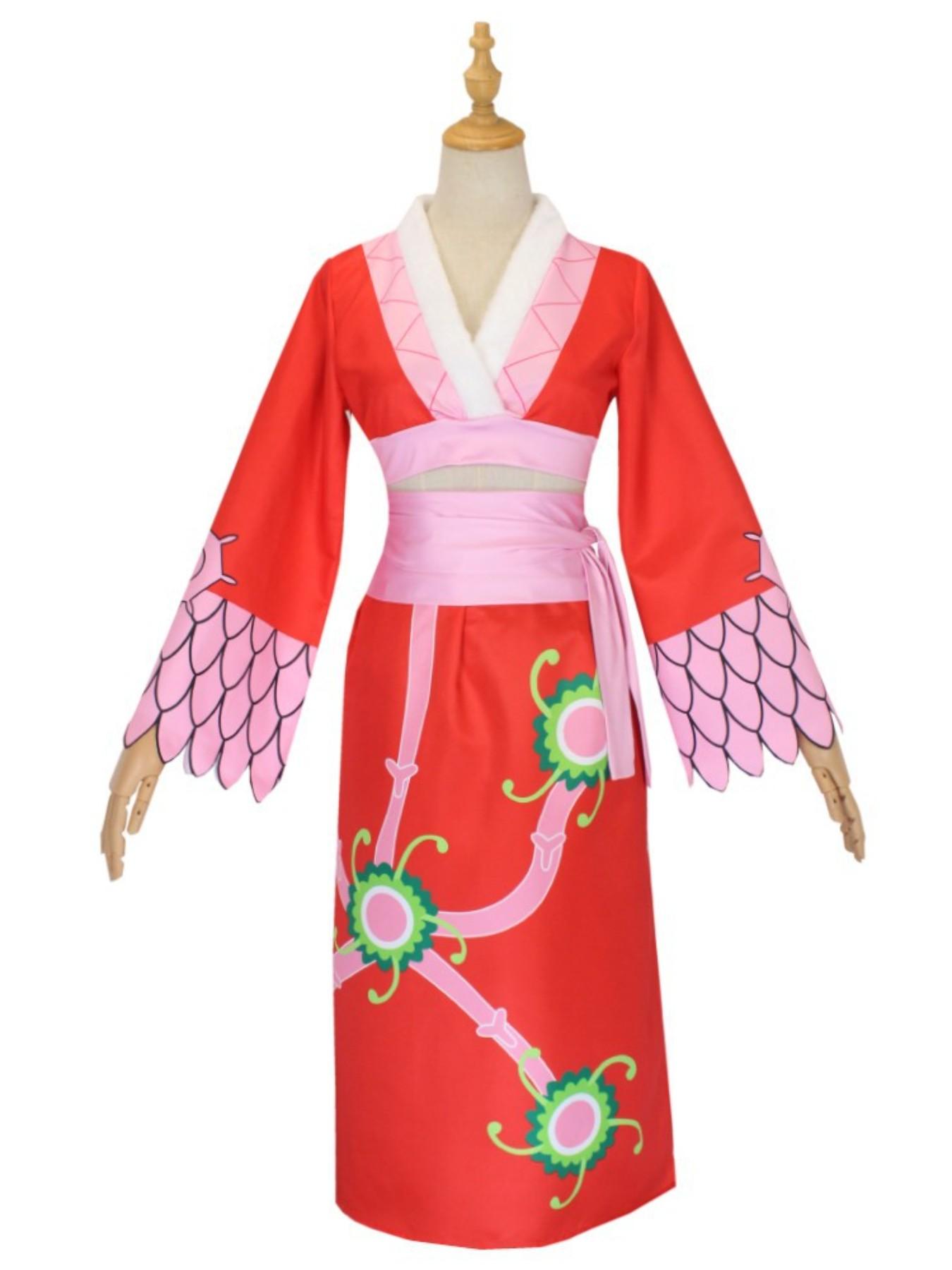 Anime Boa Hancock Cosplay Costumes Sexy Empire Red Kimono Dress Uniform Boa Hancock Earrings Halloween Costumes for Women Men
