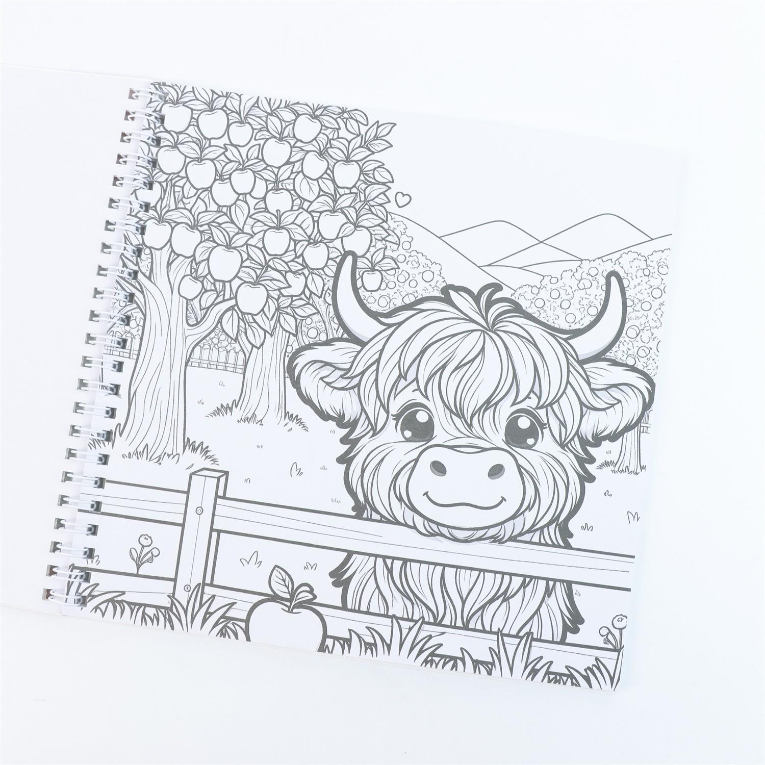 Luxury Scottish Highland Cow Design Spiral Notebook, 24 Pages, Festive Decor, Creative Expression, Christmas Gift, Durable Binding