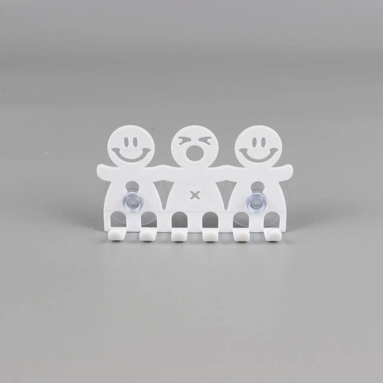 Smiley Face Wall-Mounted Toothbrush Holder with Suction Cups - 5 Position Toothbrush Storage Rack - Portable Bathroom Accessories