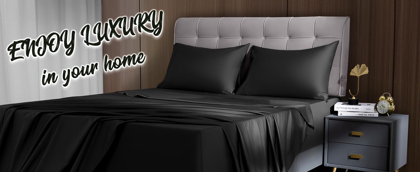 Sonoro Kate Luxury Bamboo 4/6 Sheet Set - Cool, Soft, Wrinkle-Free Sheets for Queen Beds, Deep Pockets, All Season Bedding, 1800 TC, Perfect Holiday Gift Bedsheet