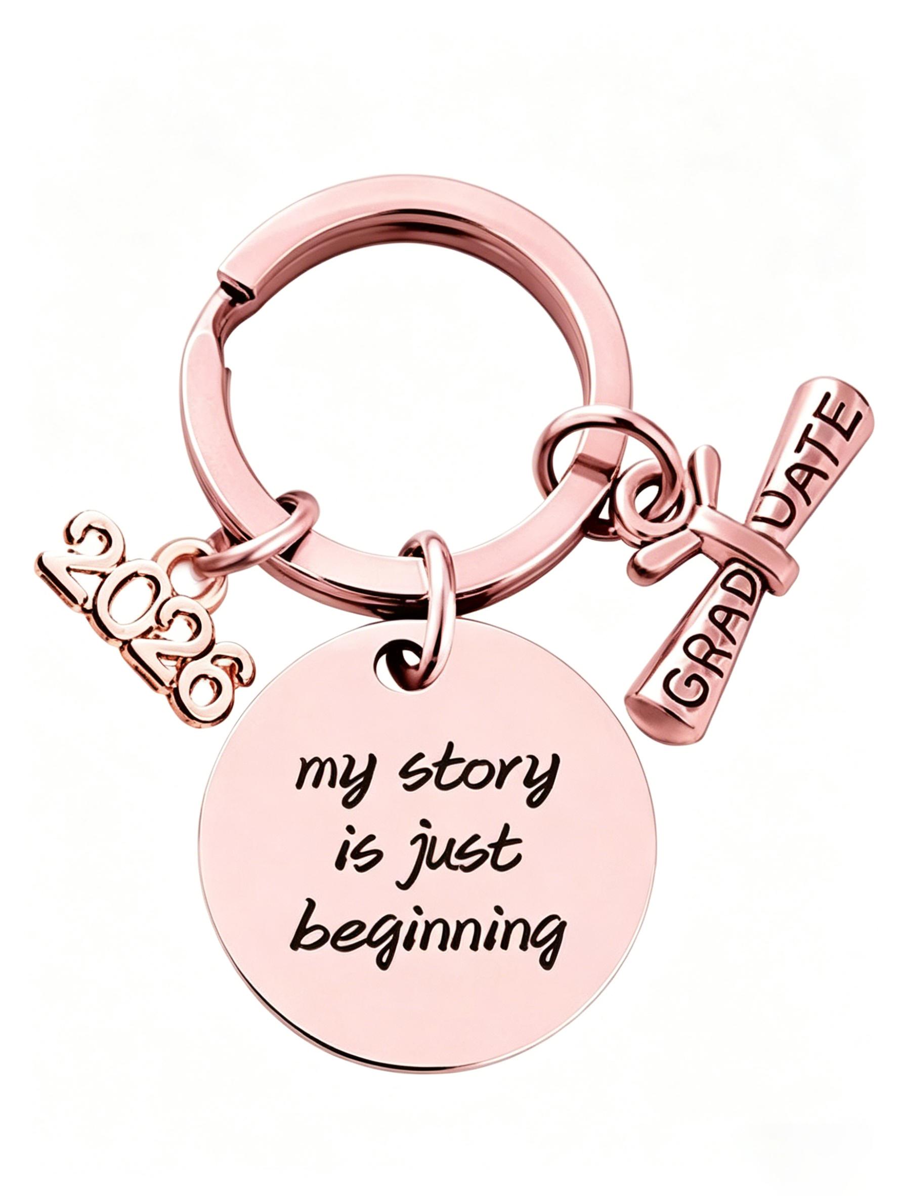 Graduation Gift Stainless Steel Keychain, Customizable Metal Keychain, Backpack Charm, Car Key Holder, Memorial Souvenir, Youth Memory Pendant