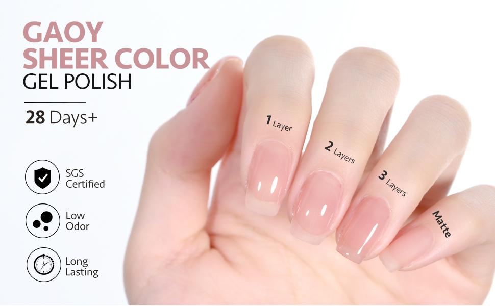 GAOY UV Gel Nail Polish, 16ml Jelly Nude Pink Translucent Soak Off Gel Polish, UV Light Cure for Nail Art DIY