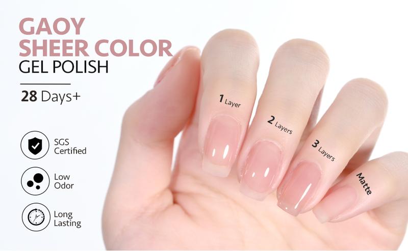 GAOY UV Gel Nail Polish, 16ml Jelly Nude Pink Translucent Soak Off Gel Polish, UV Light Cure for Nail Art DIY