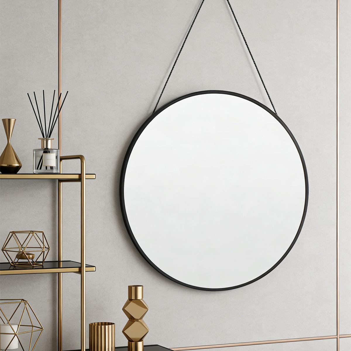 European Style Wall-Mounted Round Decorative Mirror, Resin Material, Bathroom Vanity Decoration, Home Art Accessory, Gift Idea